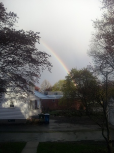 Post-thunderstorm rainbow from the porch.